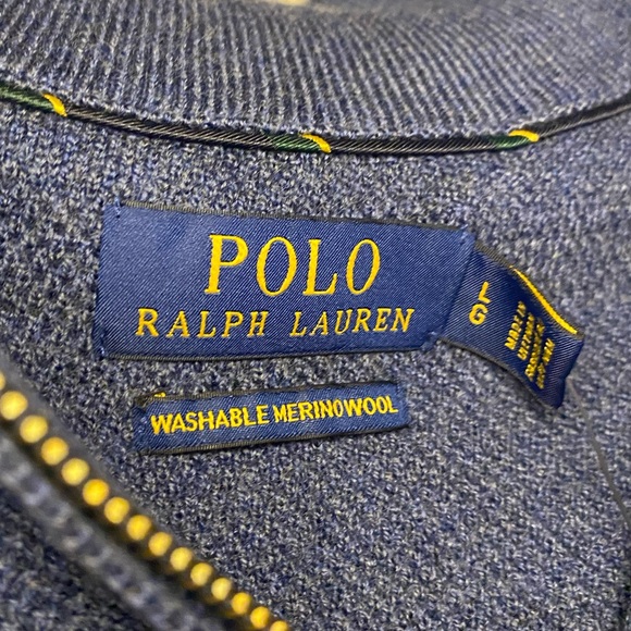 NWT Polo by Ralph Lauren Logo-Embroidered Merino Wool Half-Zip Sweater Size L - Picture 6 of 6